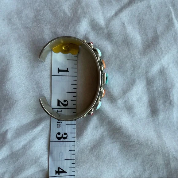 A. Jake Navajo Bracelet Turquoise & Coral Stone Sterling Silver Bracelet 7” NWOT - Picture 11 of 11